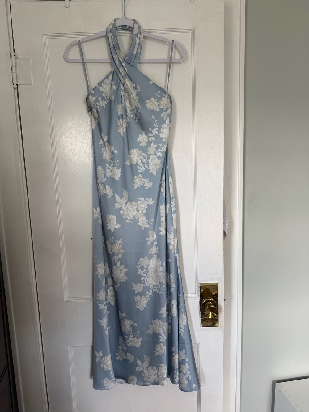 BHLDN Halter Blue Floral Maxi Dress